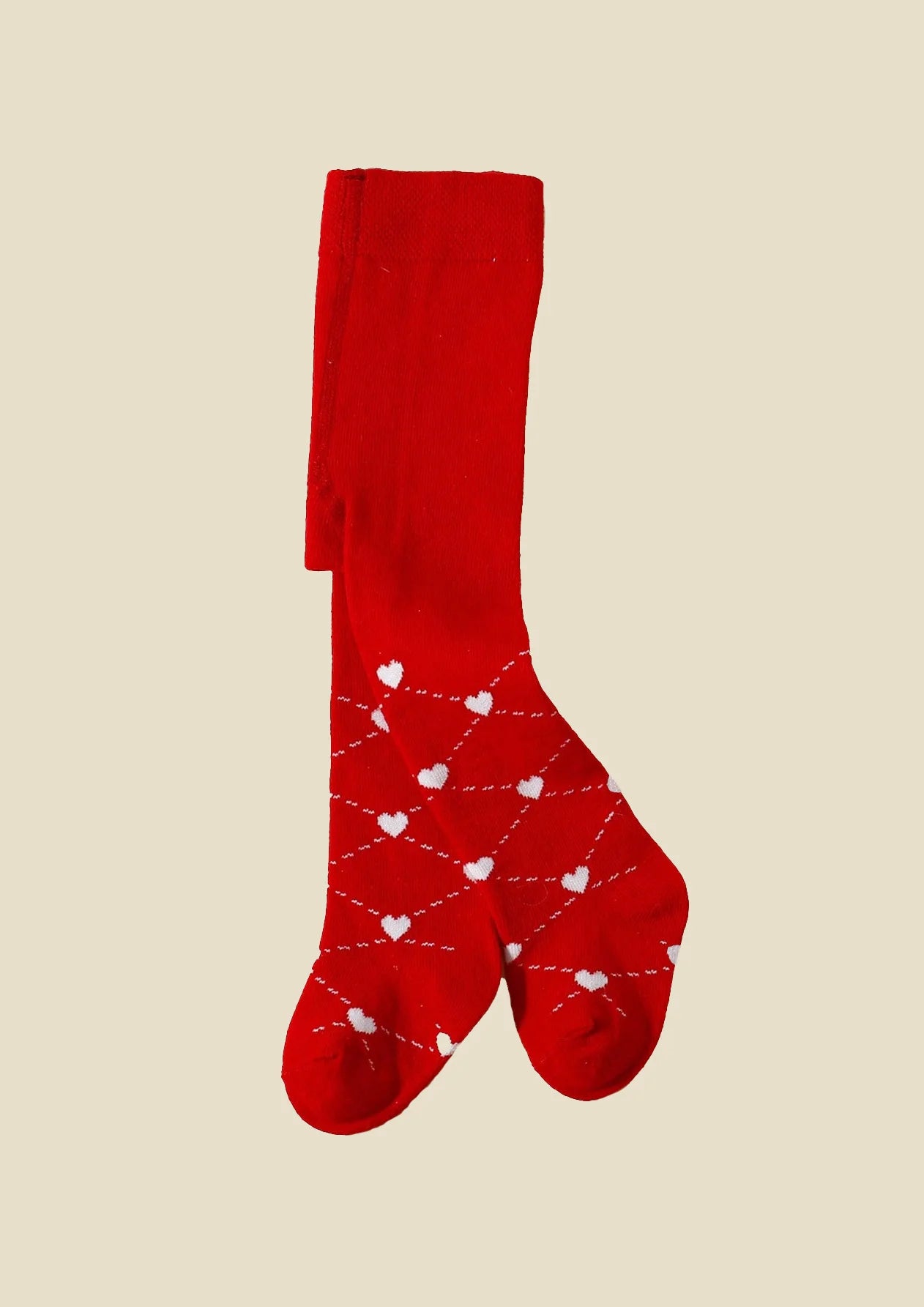 1 Pair of Baby Girls Cotton Red and White with Heart Shaped Leggings, Fashion Cute Soft Elastic Stockings for 0-12 Months Toddler